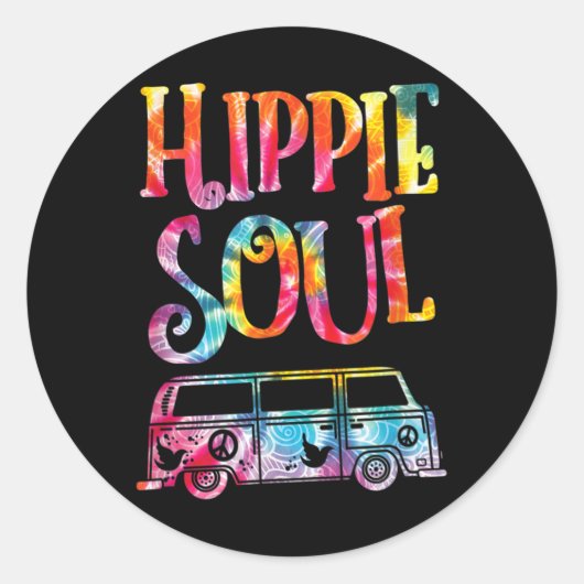 Sticker Rond Hippie Tie Dye Van Hippie Soul (Devant)