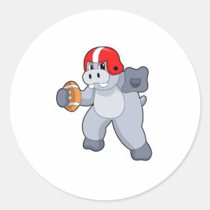 Sticker Rond Hippo à Football Sports
