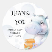 Sticker Rond Hippo Baby shower Favoriser (Devant)