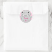 Sticker Rond Hippo Baby shower rose (Sac)