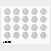 Sticker Rond Hippo Baby shower vert (Feuille)