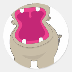 Sticker Rond Hippo Big Mouth