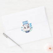 Sticker Rond Hippo Blue Fish Boy Merci d'anniversaire (Enveloppe)