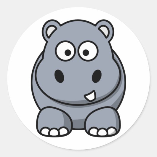 Sticker Rond Hippo Cartoon mignon (Devant)