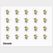 Sticker Rond Hippo comme pompier avec l'alcool (Feuille)