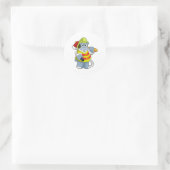 Sticker Rond Hippo comme pompier avec l'alcool (Sac)
