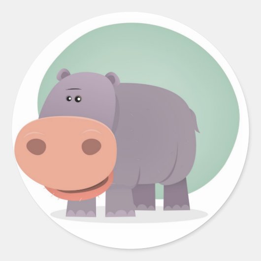 Sticker Rond Hippo de dessin (Devant)