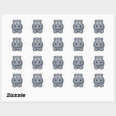 Sticker Rond Hippo de dessin (Feuille)