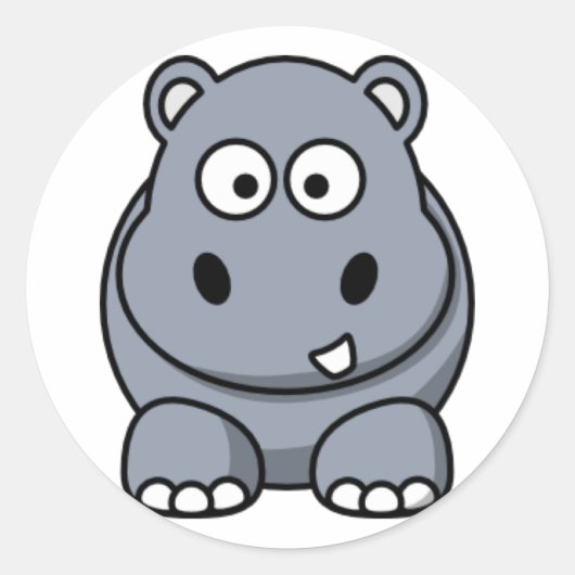 Sticker Rond Hippo de dessin (Devant)