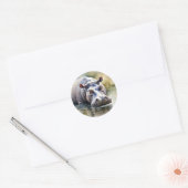 Sticker Rond Hippo de l'aquarelle de la faune (Enveloppe)