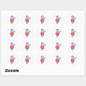 Sticker Rond Hippo en mariée avec Voile & Bow (Feuille)