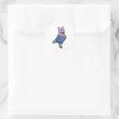 Sticker Rond Hippo en tant que secrétaire avec Bloc-notes (Sac)