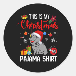 Sticker Rond Hippo Fiona C'Est Ma Chemise Pyjama De Noël