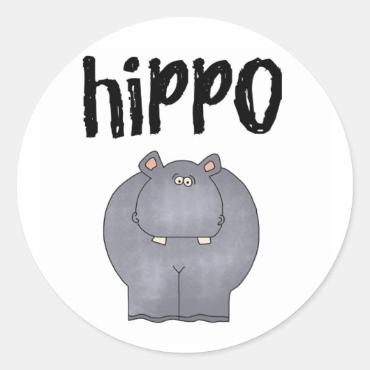 Sticker Rond Hippo gris (Devant)