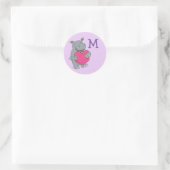 Sticker Rond Hippo Kid Cute Valentine's Name Envelope Sceau (Sac)