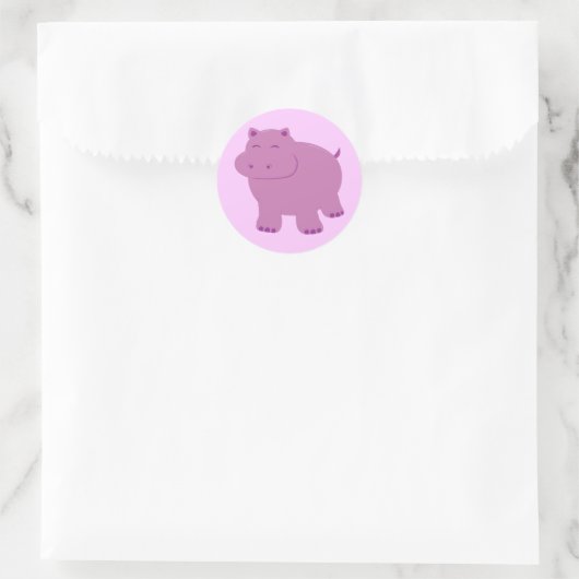 Sticker Rond Hippo mignon (Sac)