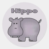 Sticker Rond Hippo mignon (Devant)