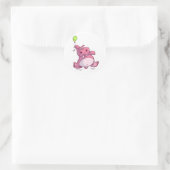 STICKER ROND HIPPO ROSE CUTE SUR BALLON (Sac)