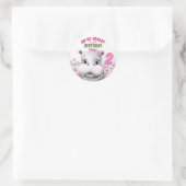 Sticker Rond Hippo rose florale fille anniversaire (Sac)