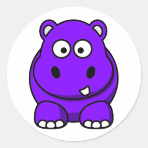 Sticker Rond Hippo violet