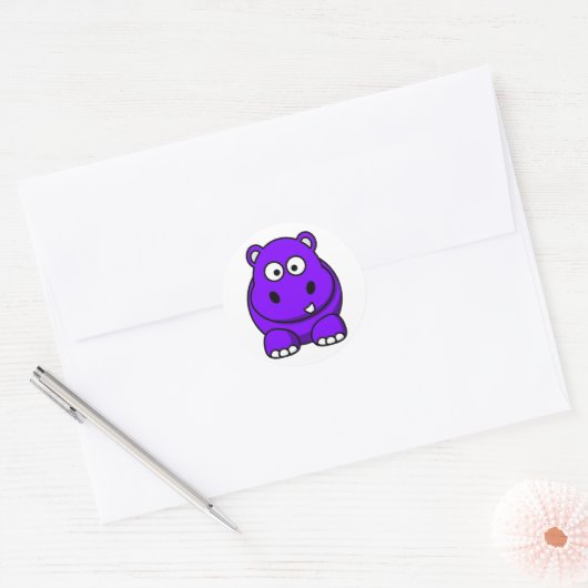 Sticker Rond Hippo violet (Enveloppe)