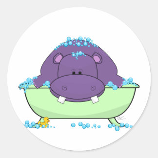 Sticker Rond Hippo violet de bain