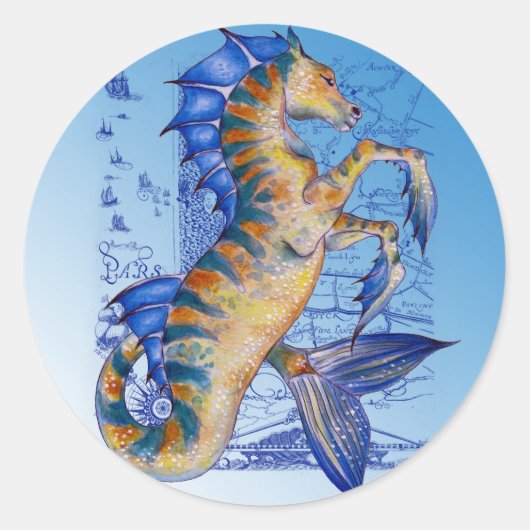 Sticker Rond hippocampe (Devant)