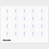Sticker Rond Hippocampe bleu et blanc (Feuille)