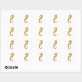 Sticker Rond Hippocampe doré scintillant (Feuille)