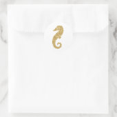 Sticker Rond Hippocampe doré scintillant (Sac)
