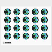 Sticker Rond Hippocampe néon (Feuille)