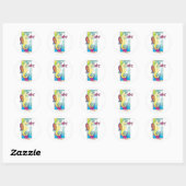 Sticker Rond hippocampe papillon et poisson (Feuille)