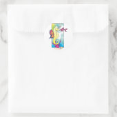 Sticker Rond hippocampe papillon et poisson (Sac)