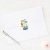 Sticker Rond hippocampe papillon et poisson (Enveloppe)