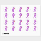 Sticker Rond Hippocampe pourpre (Feuille)