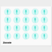 Sticker Rond Hippocampe Turquoise (Feuille)