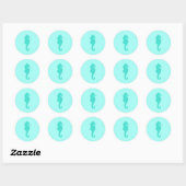 Sticker Rond Hippocampe Turquoise 2 (Feuille)