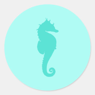 Sticker Rond Hippocampe Turquoise 2