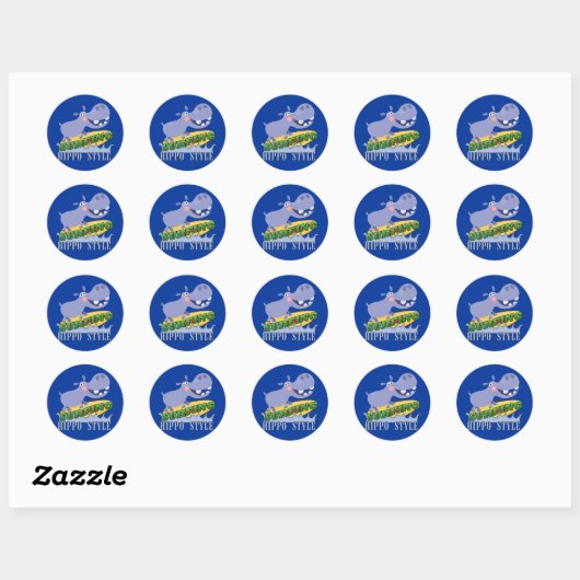 Sticker Rond Hippopotame (Feuille)