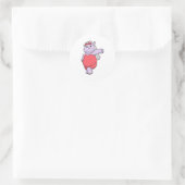 Sticker Rond Hippopotame en mariée avec voile et nœud (Sac)