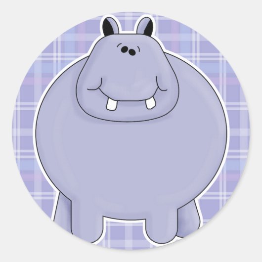 Sticker Rond hippopotame grassouillet mignon (Devant)