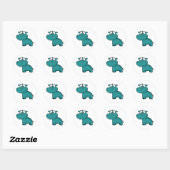 Sticker Rond Hippopotame heureux bleu (Feuille)