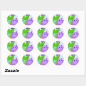 Sticker Rond Hippopotame Sourire Violet (Feuille)