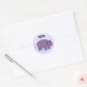Sticker Rond Hippopotame violet (Enveloppe)