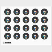 Sticker Rond Hipster Crânien (Feuille)