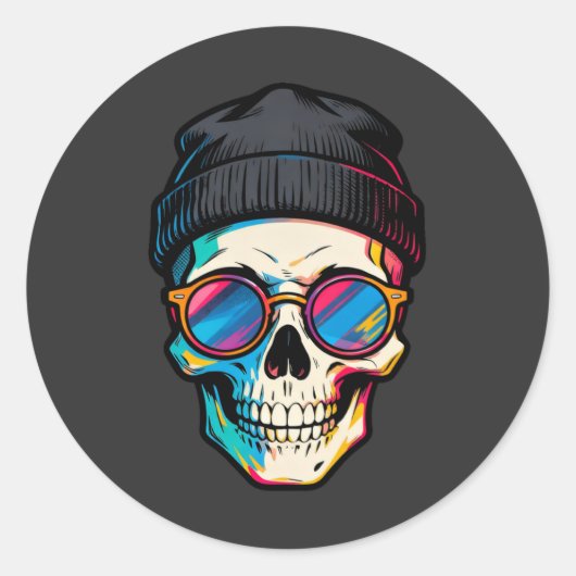 Sticker Rond Hipster Crânien (Devant)