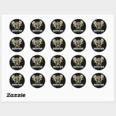 Sticker Rond Hipster Funny Hip Bone Anatomie Pun Dark BG (Feuille)