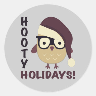 Sticker Rond Hipster Hooty Holidays !