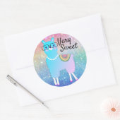 Sticker Rond Hipster Llama Rainbow Parties scintillant Ombre (Enveloppe)