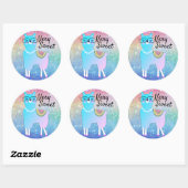 Sticker Rond Hipster Llama Rainbow Parties scintillant Ombre (Feuille)